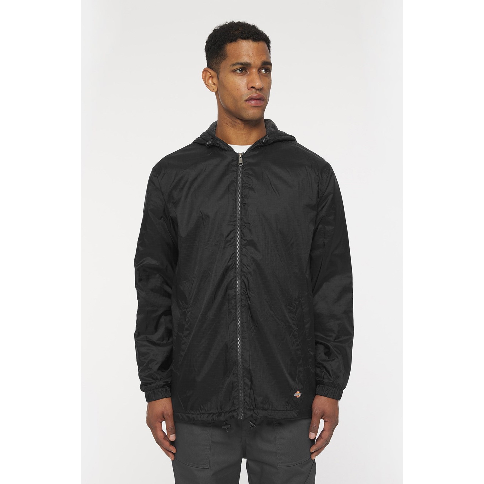 Fleece Lined Nylon Hooded Jacket, front