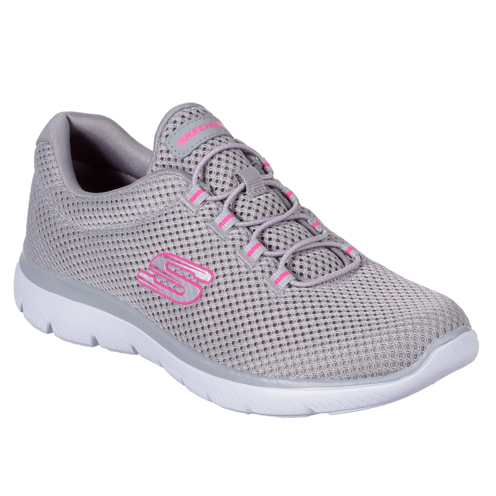 grey pink skechers